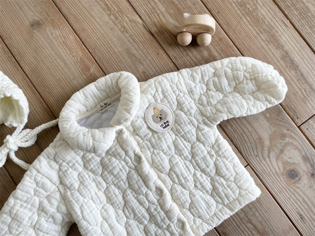 Baby Bear Patched Pattern Quilted Warm Lapel Cute Sets