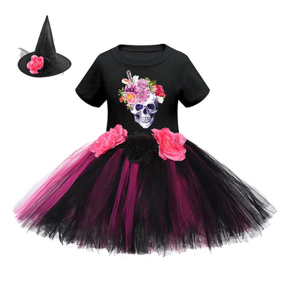 Arrival Girls’ Halloween Costume: Short Sleeves Cartoon Print Witches