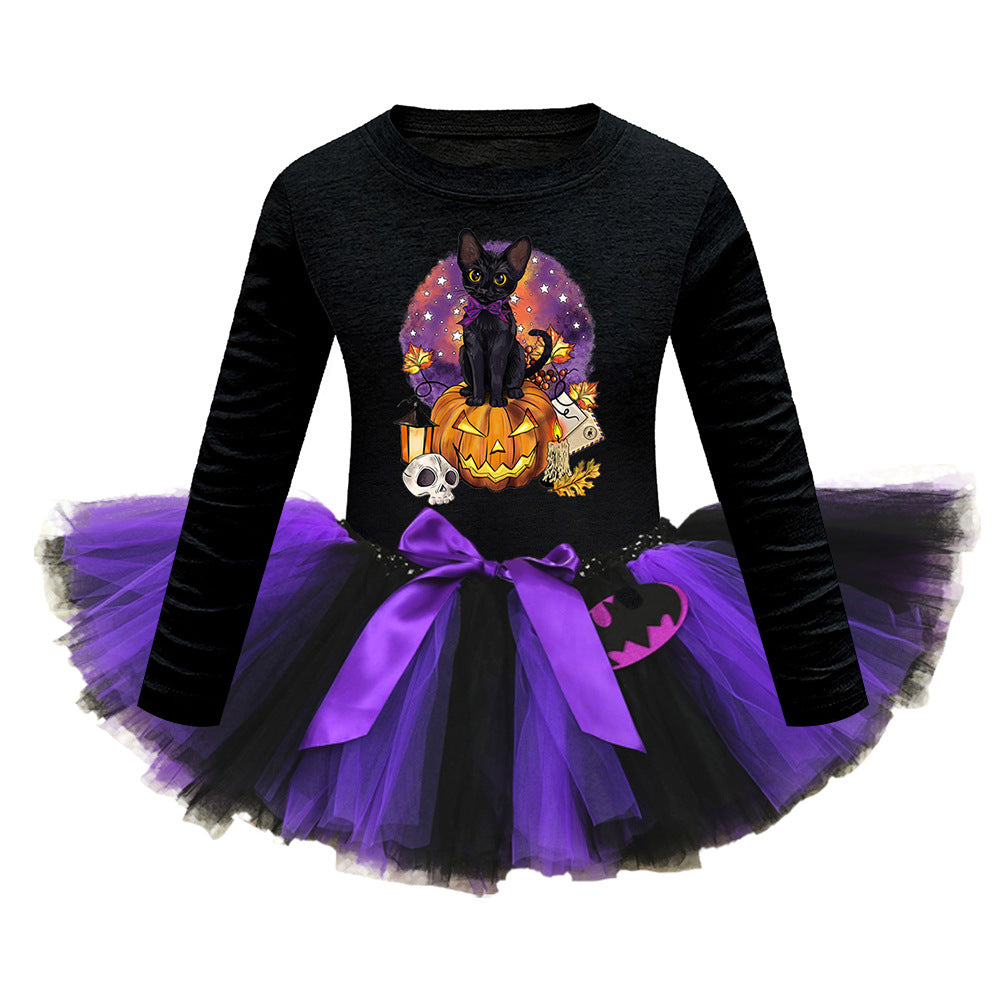 Arrival Girls’ Halloween Costume: Long Sleeves Cartoon Print Witches