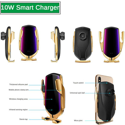 R1 Automatic Clamping 10W Car Wireless Charger For iPhone Xs Huawei LG